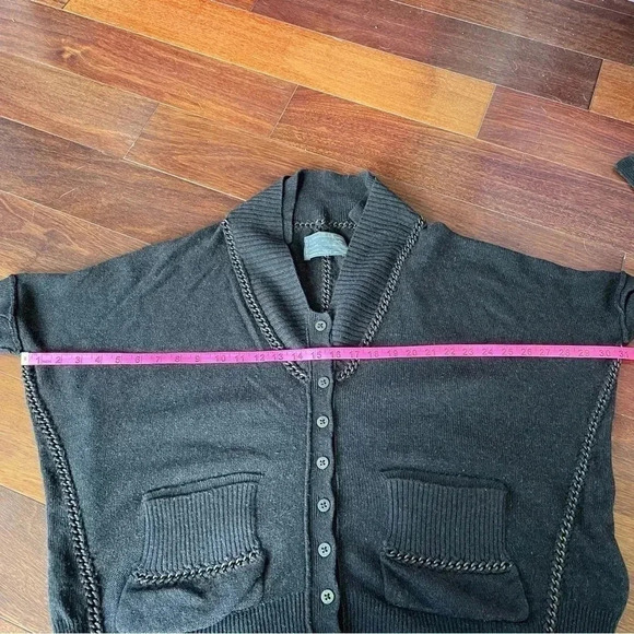 ALL SAINTS Spitalfields from Wasteland Chain Trim Cardigan Gray Wool Cashmere 10 - Picture 10 of 11